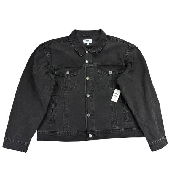 Mode of One Mens Regular Fit Denim Trucker Jacket Black 2XL - Picture 2 of 6